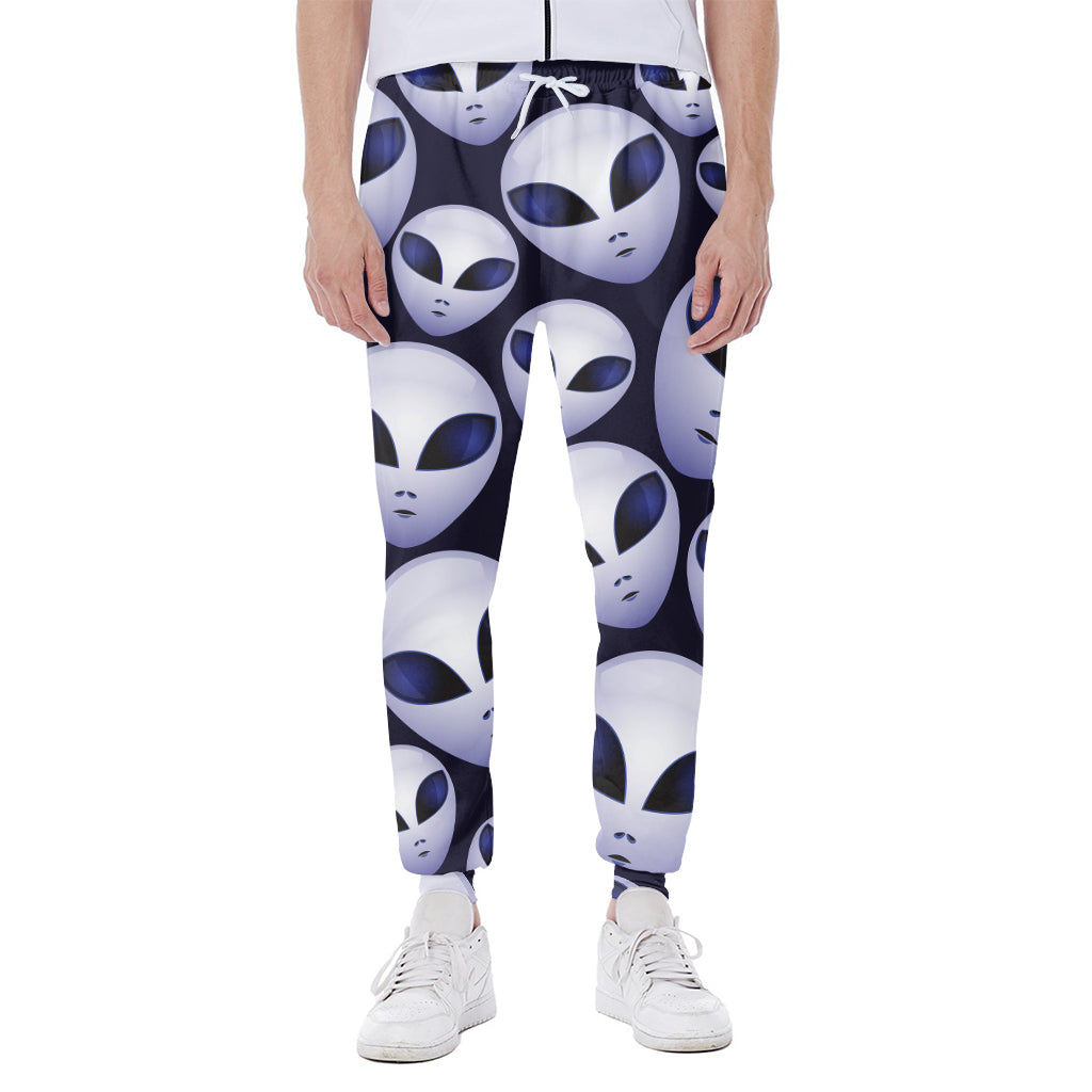 Grey Alien Face Pattern Print Scuba Joggers