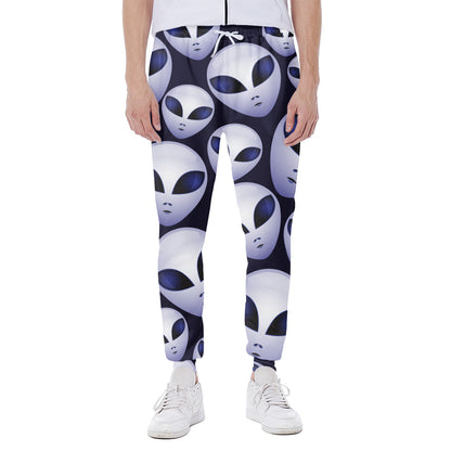 Grey Alien Face Pattern Print Scuba Joggers
