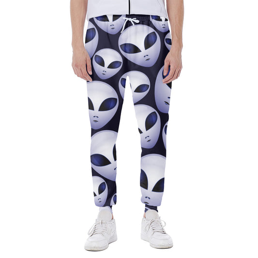 Grey Alien Face Pattern Print Scuba Joggers