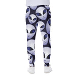 Grey Alien Face Pattern Print Scuba Joggers