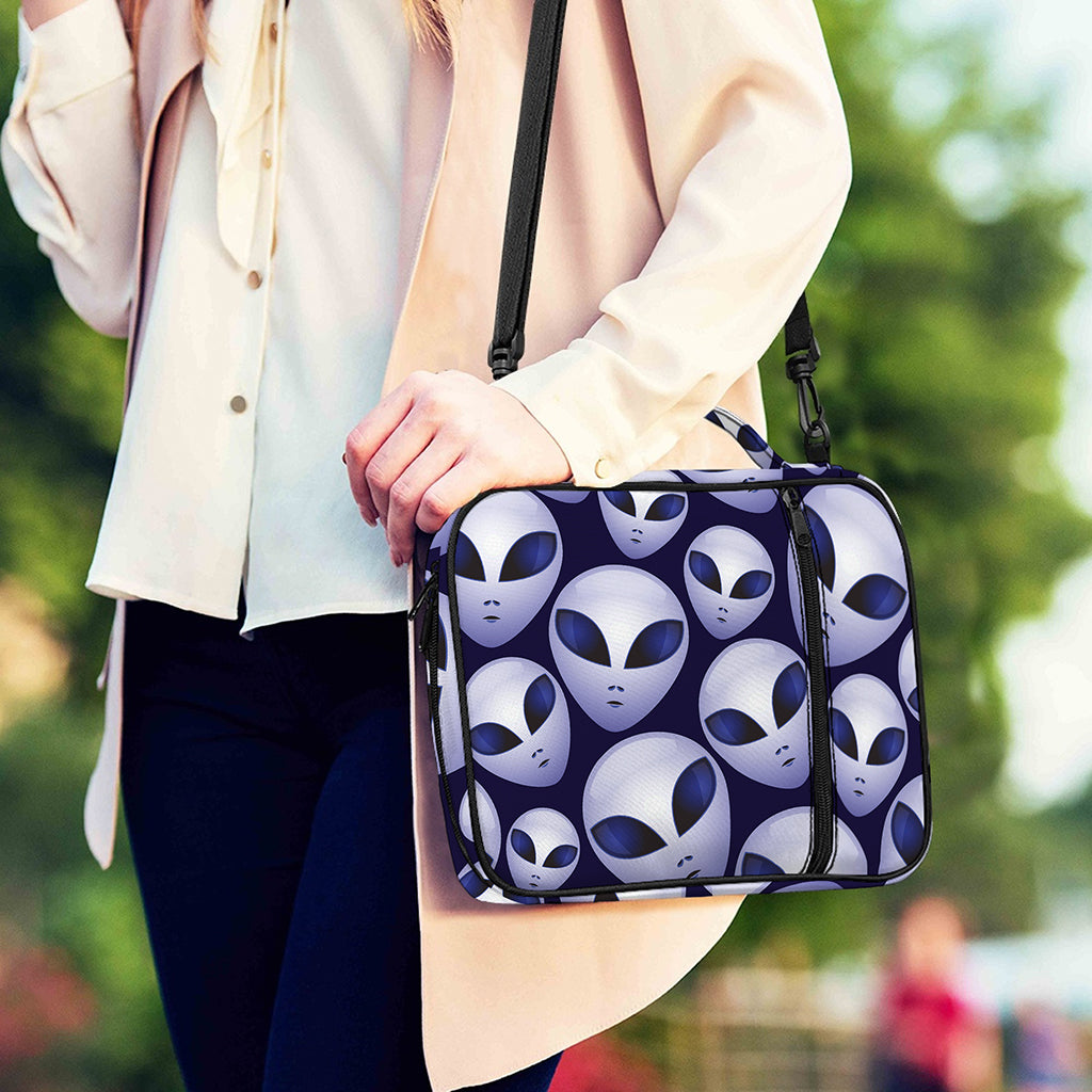 Grey Alien Face Pattern Print Shoulder Strap Bible Bag