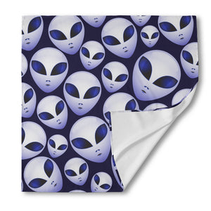 Grey Alien Face Pattern Print Silk Bandana