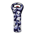 Grey Alien Face Pattern Print Single Neoprene Wine Tote