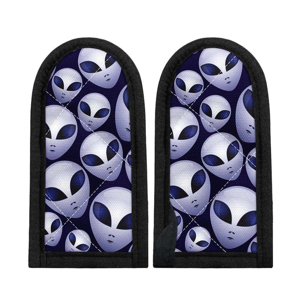Grey Alien Face Pattern Print Skillet Handle Cover