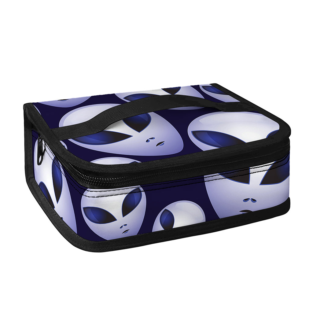 Grey Alien Face Pattern Print Small Lunch Bag