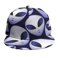 Grey Alien Face Pattern Print Snapback Cap