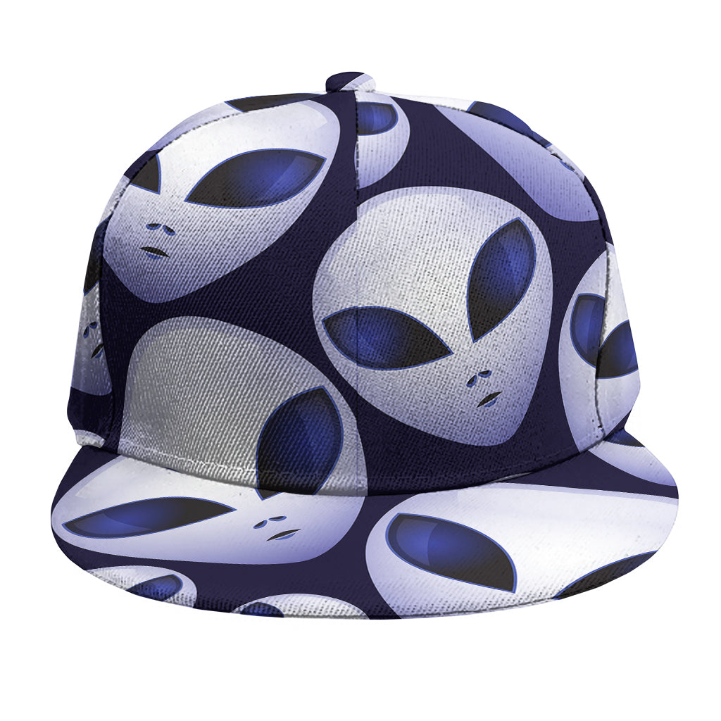 Grey Alien Face Pattern Print Snapback Cap