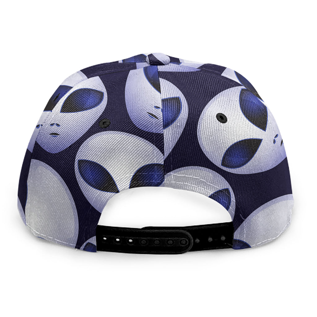 Grey Alien Face Pattern Print Snapback Cap