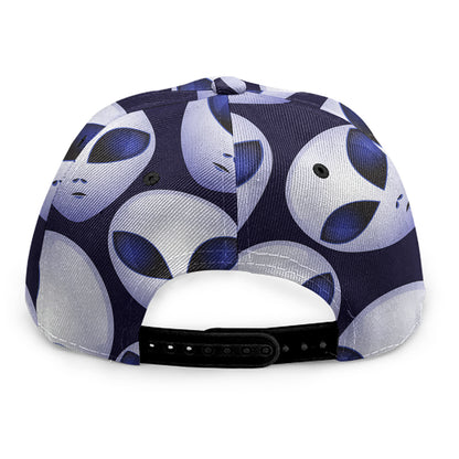 Grey Alien Face Pattern Print Snapback Cap