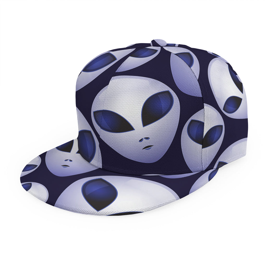 Grey Alien Face Pattern Print Snapback Cap