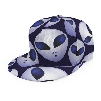 Grey Alien Face Pattern Print Snapback Cap