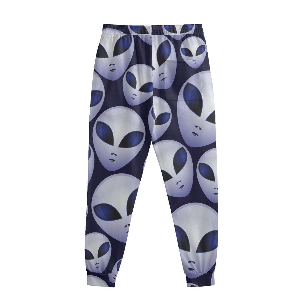 Grey Alien Face Pattern Print Sweatpants