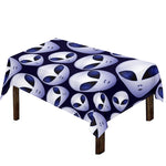 Grey Alien Face Pattern Print Tablecloth