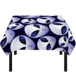 Grey Alien Face Pattern Print Tablecloth