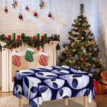 Grey Alien Face Pattern Print Tablecloth