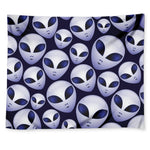 Grey Alien Face Pattern Print Tapestry