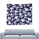 Grey Alien Face Pattern Print Tapestry