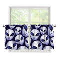 Grey Alien Face Pattern Print Tier Curtains