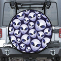Grey Alien Face Pattern Print Tire Cover
