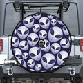 Grey Alien Face Pattern Print Tire Cover With Camera Hole