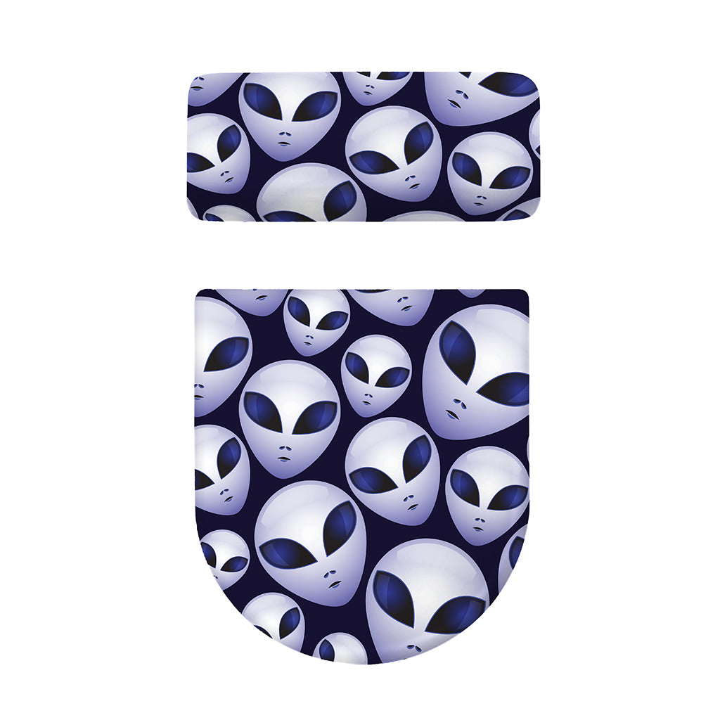 Grey Alien Face Pattern Print Toilet Lid And Tank Cover Set