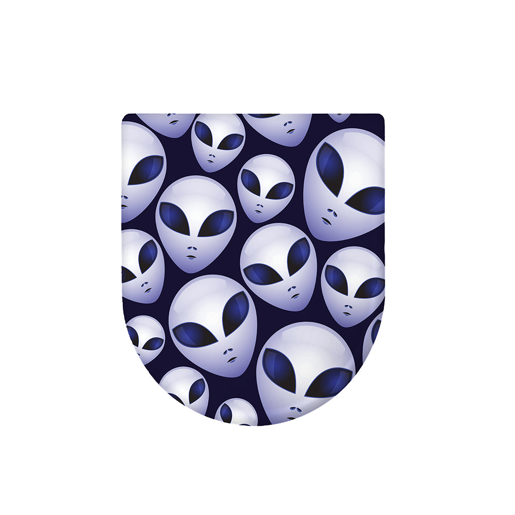 Grey Alien Face Pattern Print Toilet Lid Cover
