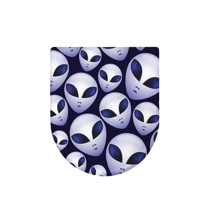 Grey Alien Face Pattern Print Toilet Lid Cover