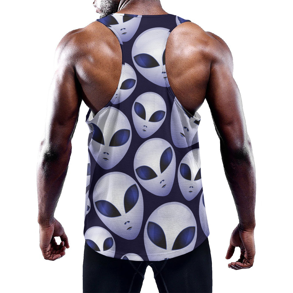 Grey Alien Face Pattern Print Training Tank Top