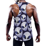 Grey Alien Face Pattern Print Training Tank Top