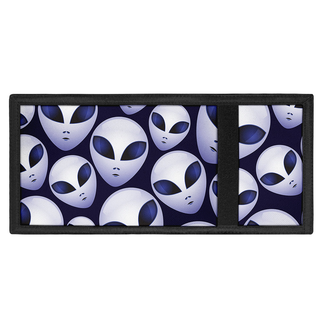 Grey Alien Face Pattern Print Trifold Wallet