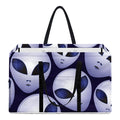 Grey Alien Face Pattern Print Utility Tote Bag