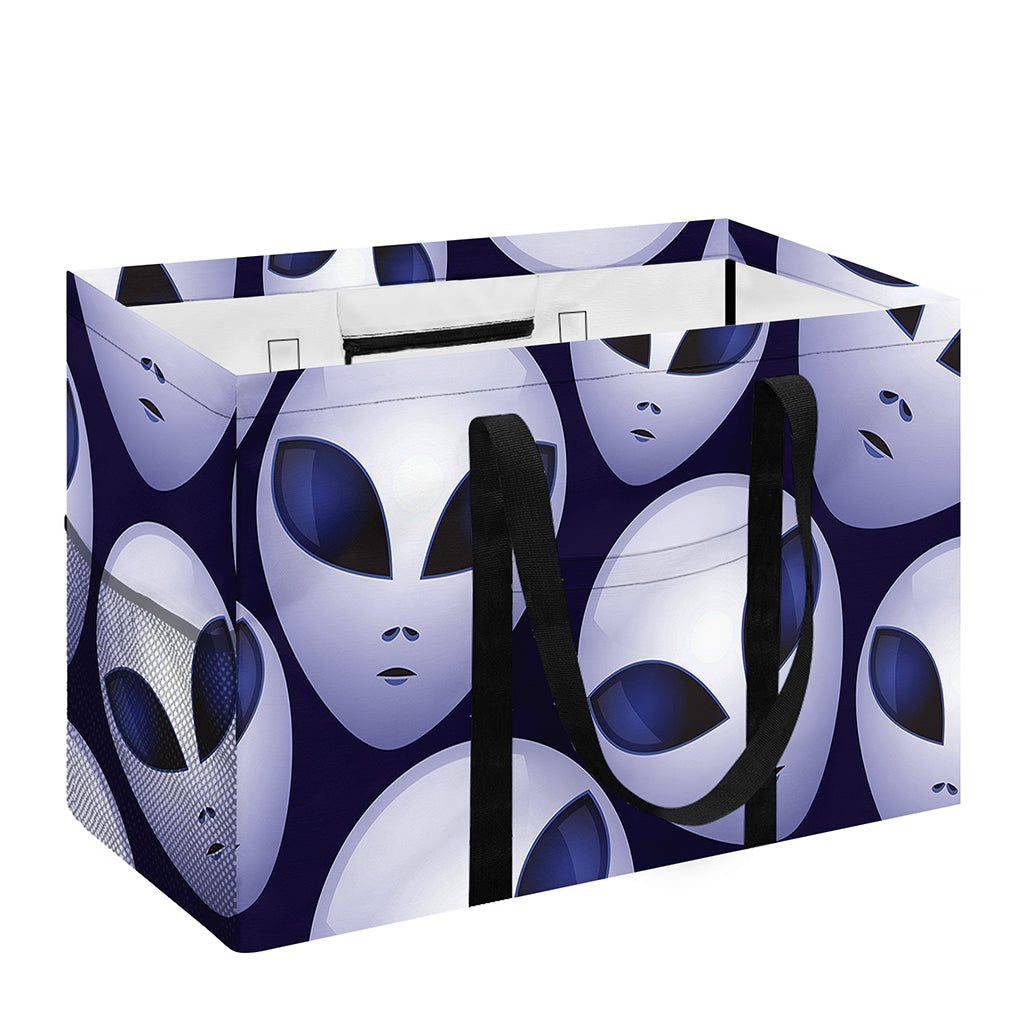 Grey Alien Face Pattern Print Utility Tote Bag