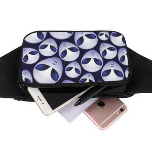 Grey Alien Face Pattern Print Waist Bag