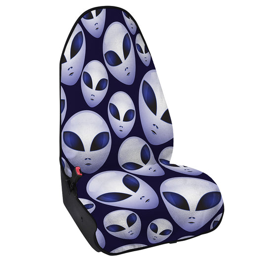 Grey Alien Face Pattern Print Waterproof Car Seat Cover