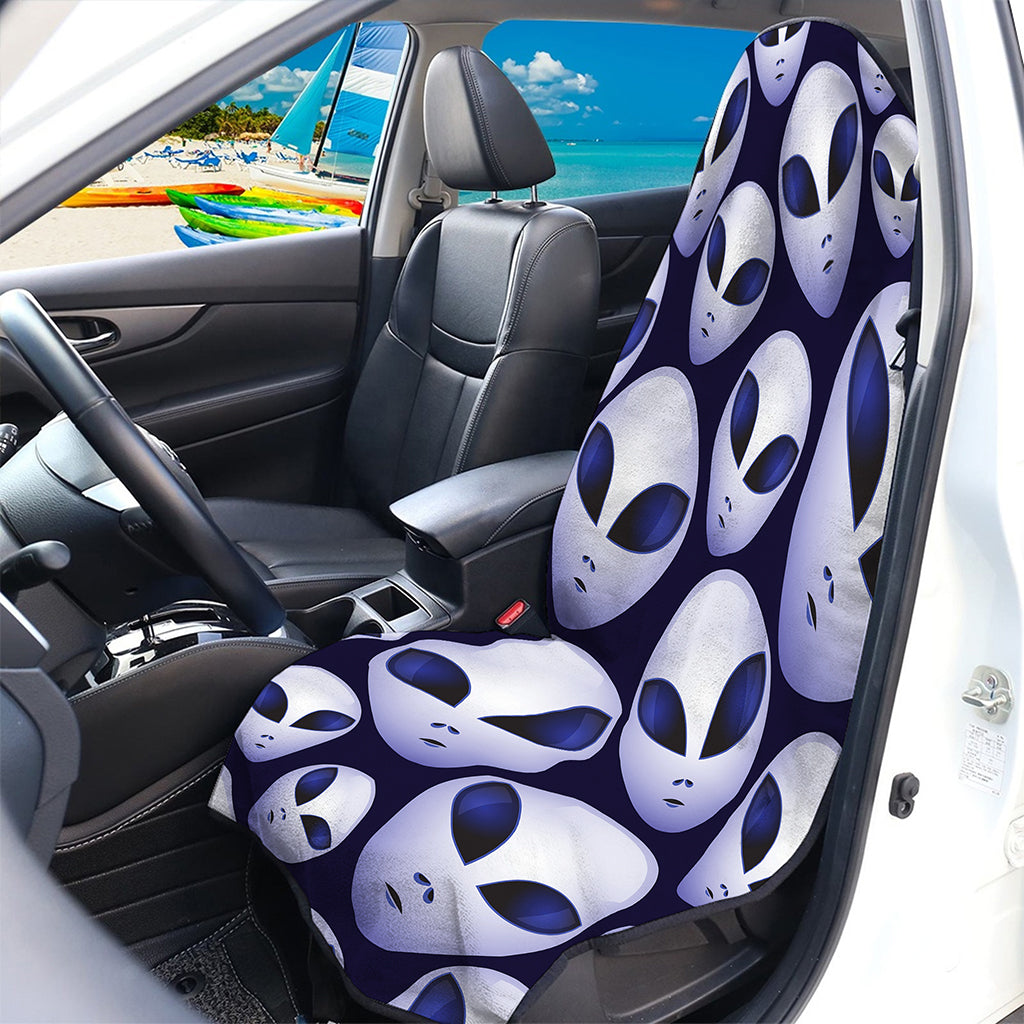 Grey Alien Face Pattern Print Waterproof Car Seat Cover