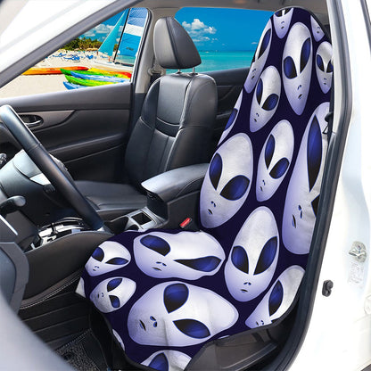 Grey Alien Face Pattern Print Waterproof Car Seat Cover