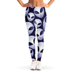 Grey Alien Face Pattern Print Women's Leggings