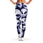Grey Alien Face Pattern Print Women's Leggings