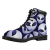 Grey Alien Face Pattern Print Work Boots