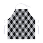 Grey And Black Argyle Pattern Print Adjustable Apron