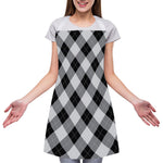Grey And Black Argyle Pattern Print Adjustable Apron