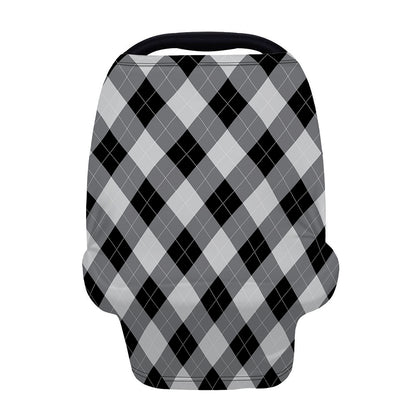 Grey And Black Argyle Pattern Print Baby Seat Cover