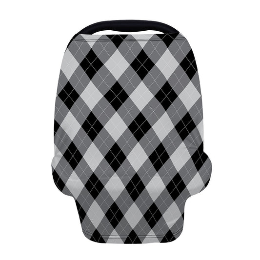 Grey And Black Argyle Pattern Print Baby Seat Cover