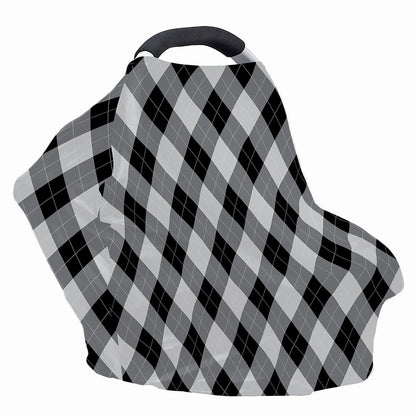 Grey And Black Argyle Pattern Print Baby Seat Cover
