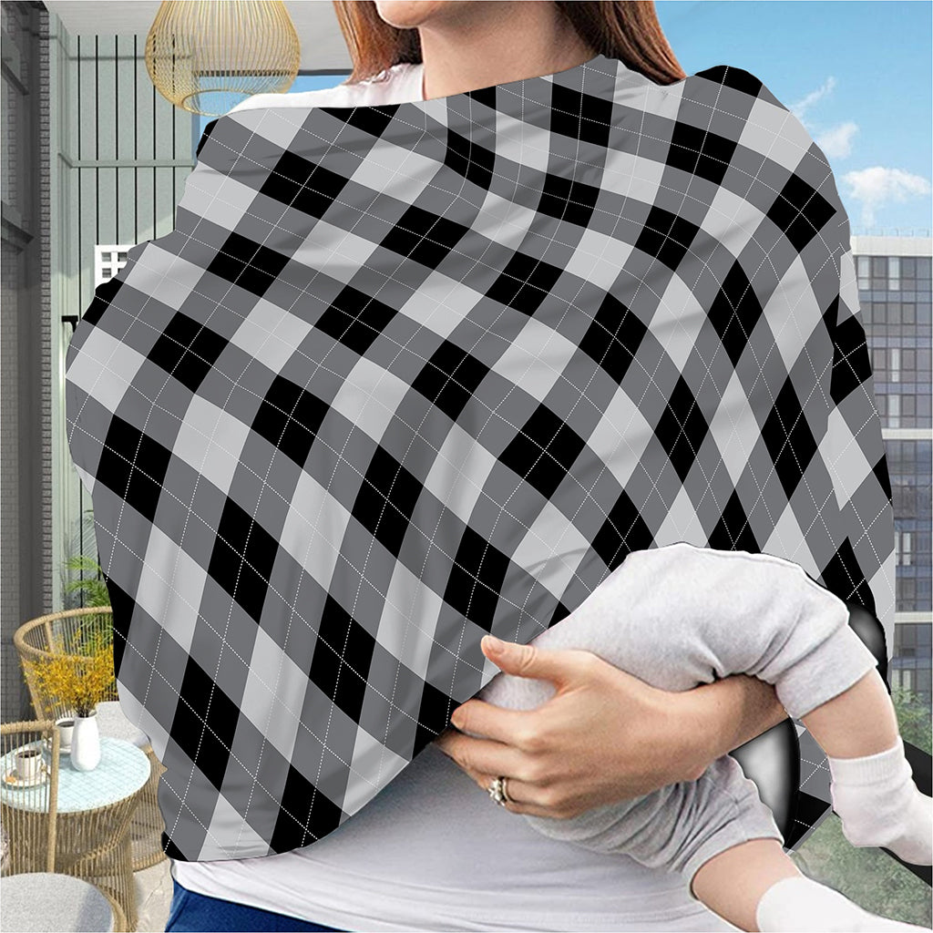 Grey And Black Argyle Pattern Print Baby Seat Cover