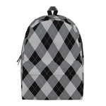 Grey And Black Argyle Pattern Print Backpack