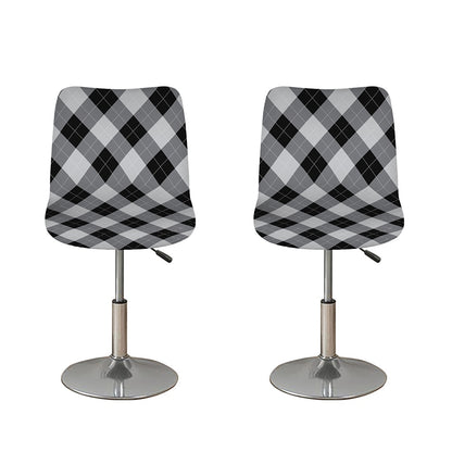 Grey And Black Argyle Pattern Print Bar Stool Covers