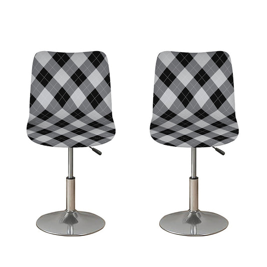 Grey And Black Argyle Pattern Print Bar Stool Covers