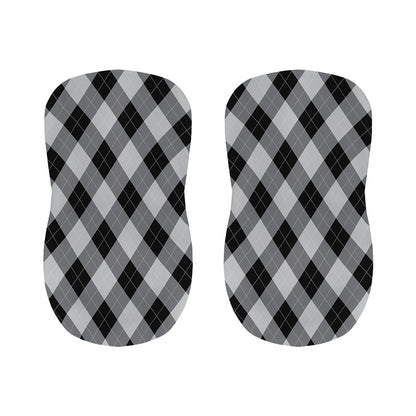 Grey And Black Argyle Pattern Print Bar Stool Covers