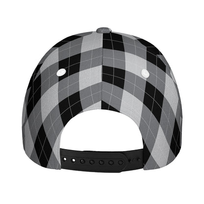 Grey And Black Argyle Pattern Print Baseball Cap
